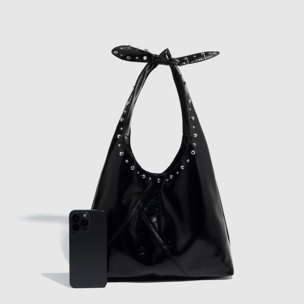 a852625c-8ed8-4002-ab4a-bf42e4b1d062 Tote Bag Rivet Bow Underarm Bag Women's Bucket Bag